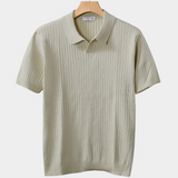 Khaki polo tričko s žebrovanými detaily - bez knoflíků" can be rewritten as:

"Khaki polo tričko bez knoflíků s žebrovanými prvky