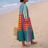 Eva - Dlouhé barevné patchwork šaty