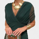 Luana - Elegantní šaty s V výstřihem