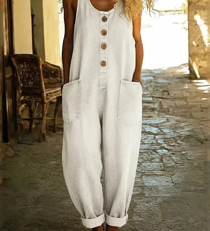 Graça - Retro Distressed Denim Overall