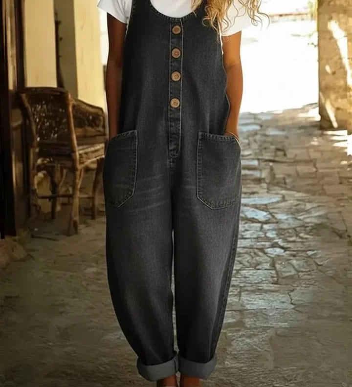 Graça - Retro Distressed Denim Overall