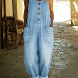 Graça - Retro Distressed Denim Overall